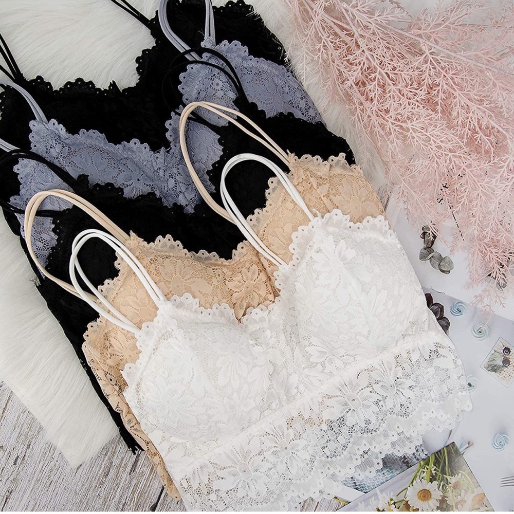 New Duufin 5 Piece Lace Padded Bandeau Bralette Bra / Crop Top Bundle - S/M
